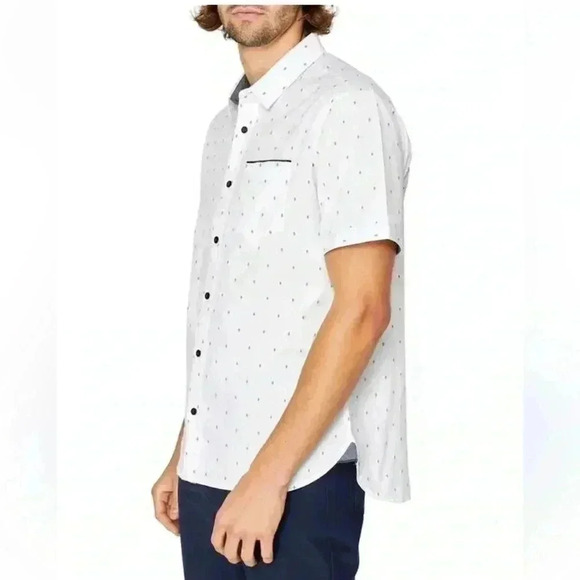 7 Diamond Men’s Suden Impact Short Sleeve Button-Up Shirt/White-SZ Large - Picture 3 of 8